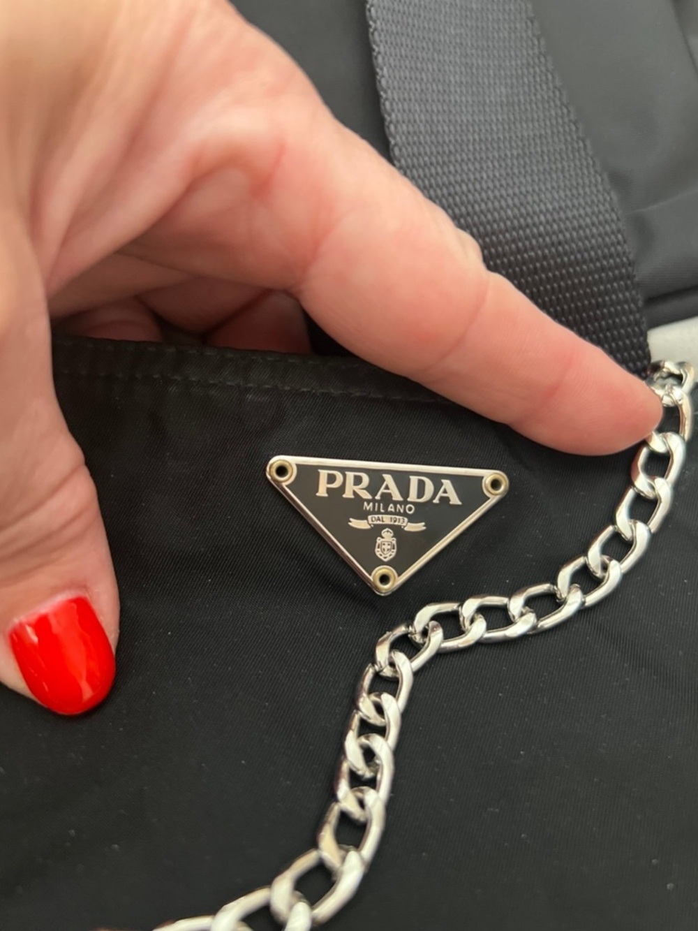 Prada⭐️Black Nylon Crossbody with added Silver Chain! Offers always welcome! - Picture 8 of 13